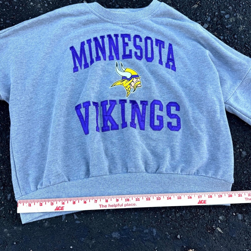 Minnesota Vikings‎ Men's Vintage Sweatshirt Crew Neck NFL Heather Gray Size XXL